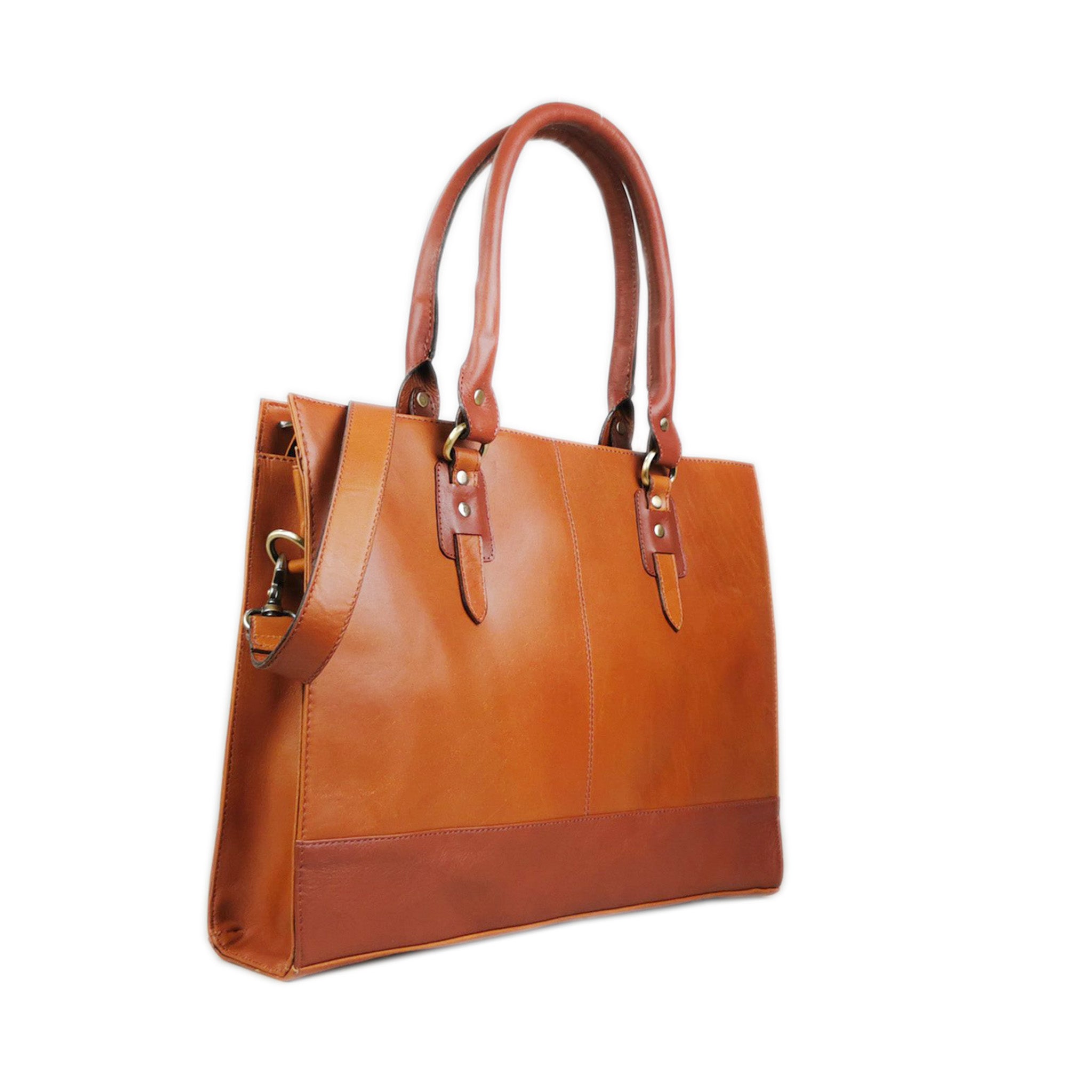 Leather Tote with Zipper